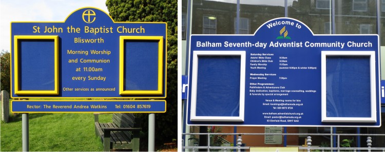 Double Superior External Church Notice Boards - Signs for Churches